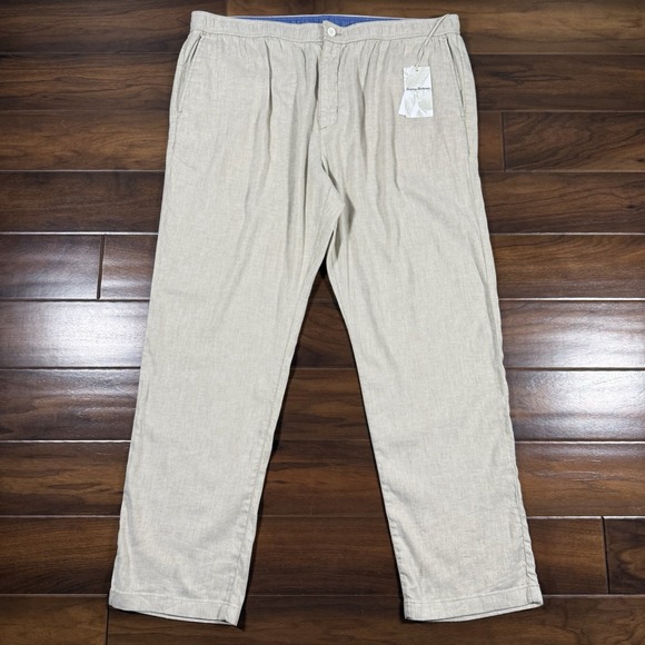 Tommy Bahama Men's Size 2XLB Stone Beach Coast Linen Blend Elastic Waist Pants